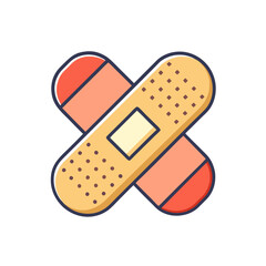 Vector illustration of crossed bandages, Vector design of two crossed bandages, often used for first aid or injury treatment, in a simple, modern style.
