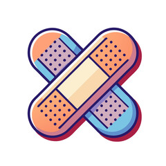 Vector illustration of crossed bandages, Vector design of two crossed bandages, often used for first aid or injury treatment, in a simple, modern style.
