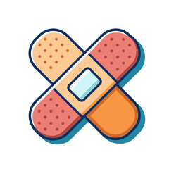 Vector illustration of crossed bandages, Vector design of two crossed bandages, often used for first aid or injury treatment, in a simple, modern style.
