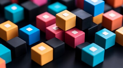 Obraz premium Colorful cubes arrangement studio visual art indoor close-up creativity and design inspiration