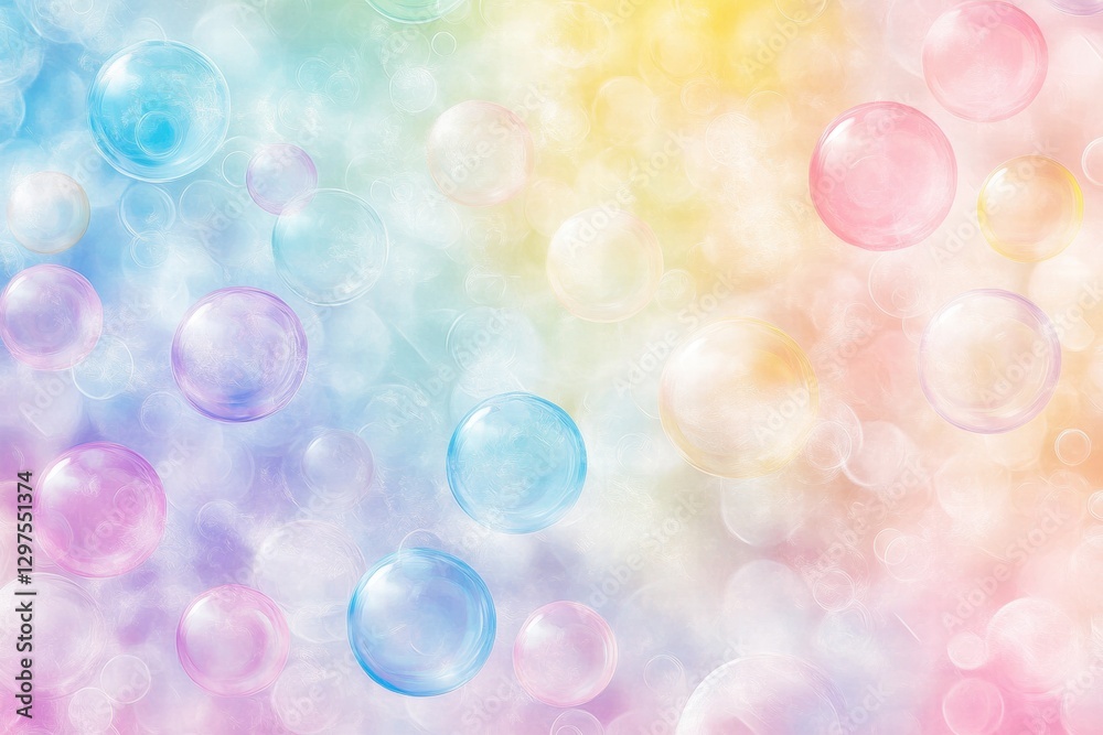 Poster Colorful repeating pattern of soap bubbles creating a vibrant background for artistic projects and designs. Generative AI