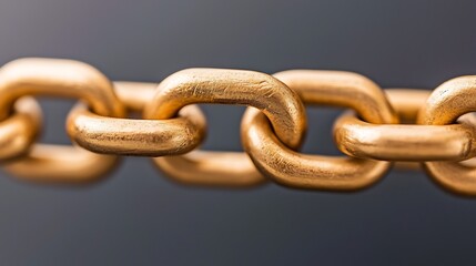 Obraz premium Connecting strength golden chain links close-up photography industrial environment macro view symbol of unity