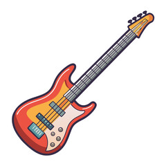 Electric guitar vector illustration, A vibrant vector illustration of a red electric guitar, perfect for music, band, and instrument-related themes.
