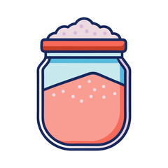 Pink salt jar vector illustration , A vector illustration of a jar filled with pink salt, ideal for culinary, cooking, and seasoning designs.
