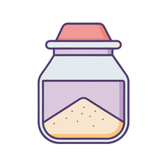 Salt jar vector illustration, A vector design of a salt jar with layered salt inside, ideal for cooking, seasoning, and kitchen visuals.
