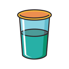 Colorful Glass with Green Liquid, A bright illustration of a glass filled with green liquid, representing a drink, solution, or chemical experiment.
