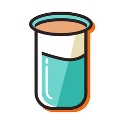 Illustration of Two-Color Liquid in Beaker, A vibrant illustration of a laboratory beaker containing two layers of different-colored liquids, symbolizing science and experiments.
