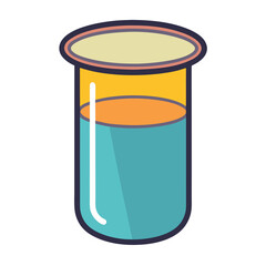 Colorful Laboratory Beaker with Liquid, A simple illustration of a laboratory beaker filled with a colorful liquid, representing science and experimentation.
