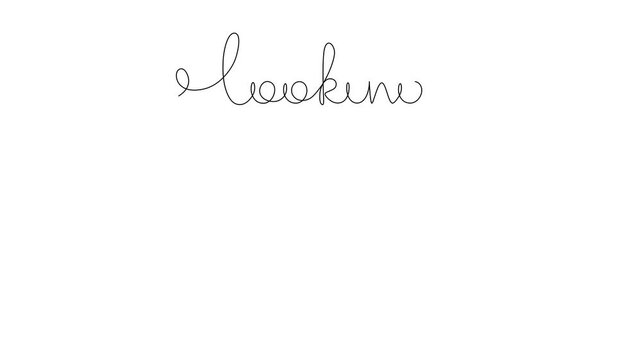 Phrase "Looking good", animated self drawing of single continuous line, continuous contour movement, video drawing of line in 4k, inspirational lettering, heart-shaped glasses, calligraphy, one line