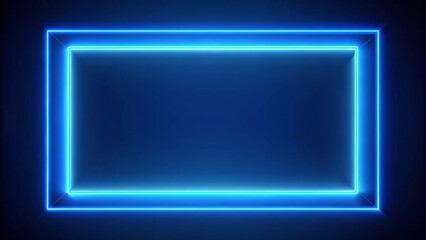 Illuminated Rectangular Frame Glowing with Bright Neon Blue Light, Ideal for Modern Design and Futuristic Presentations