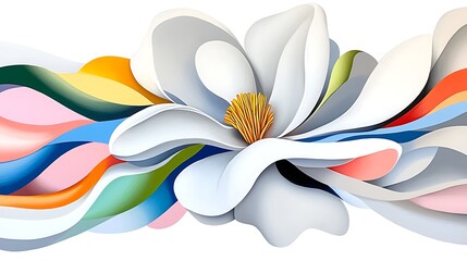 Obraz premium Abstract Colorful Floral Design Magnolia Blossom with Vibrant Swirls and Curves