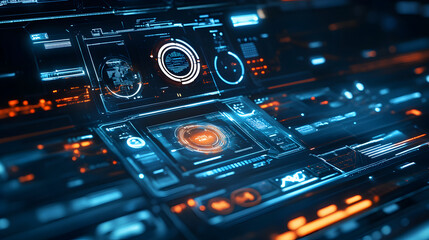 Obraz premium holographic interface with 3D floating controls and a sleek modern design 