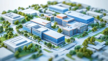 miniature cityscape showcases modern architecture with glass facades and green landscapes design concept