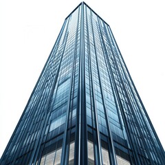 Naklejka premium Modern Glass High Rise Building Against White Backgrounds. Architectural Design. Sleek Skyscraper