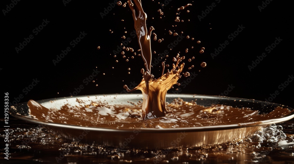 Leinwandbilder Captivating chocolate splash captured in slow motion creates a mesmerizing visual effect during culinary experimentation. Generative AI