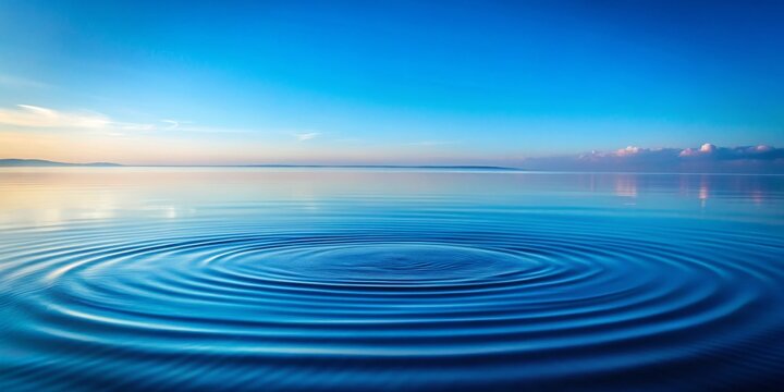 Calm Water Surface with Ripple Effects and Blue Sky Reflections