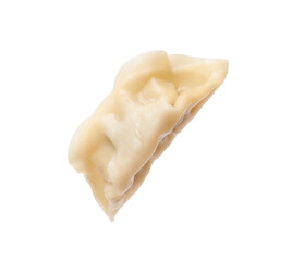 One fresh gyoza dumpling isolated on white