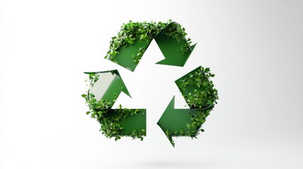 Green Recycle Symbol 3D Render, Foliage, Eco-Friendly Concept, Sustainability, Recycling Recycling, Eco-friendly