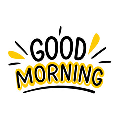good morning, hand lettering text, handmade calligraphy, vector illustration