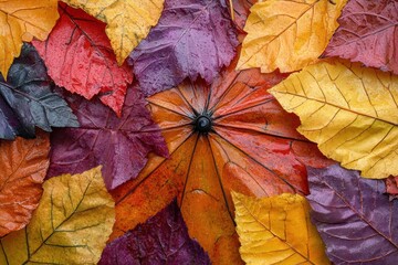 Vibrant autumn leaves arrangement nature photography close-up colorful seasonal beauty