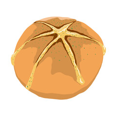 Korean Garlic Cream Cheese Bread Illustration 