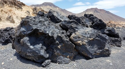 Large Volcanic Rocks on Barren Landscape of a Desert Environment