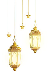 old lantern on white background Ornament Ramadan