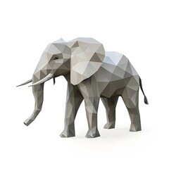 Colorful low poly elephant art design with geometric shapes and abstract style elements