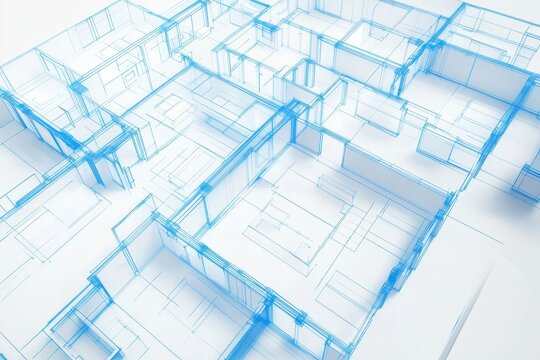 Modern House Floor Plan, Architectural Design, Blueprint Visualization