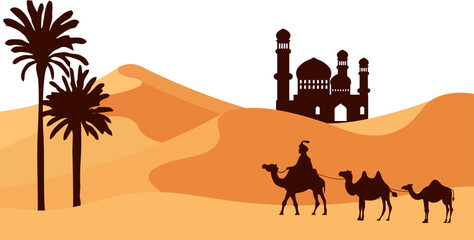 Arabian Landscape of Desert Illustration