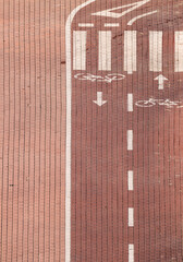 Top view of bicycle lane