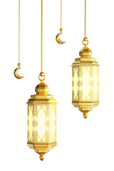 old lantern on white background Ornament Ramadan