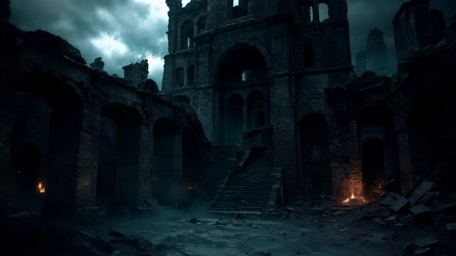 Ruins and wastelands. Dark landscapes of devastation. Creepy art.	

