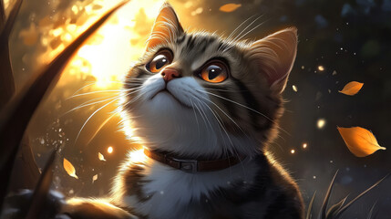 A cute cat in the light