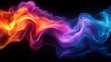 Obraz premium A colorful, wavy line of light that is orange and blue