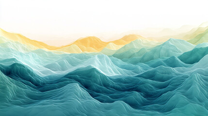 Obraz premium A blue and green ocean with mountains in the background