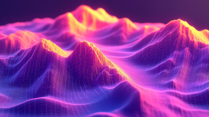 Obraz premium A purple and pink mountain range with a blue background