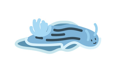 Sea slug cartoon clipart. Cute Chromodoris willani or sea slug vector illustration. Animal in flat style. Sea animals concept isolated on white background