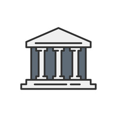 銀行・金融機関のシンプルなアイコン (フラットデザイン・カラー)