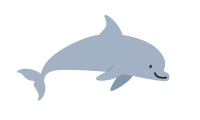 Bottlenose dolphin (Tursiops) cartoon clipart. Cute dolphin vector illustration. Animal in flat style. Sea animals concept isolated on white background