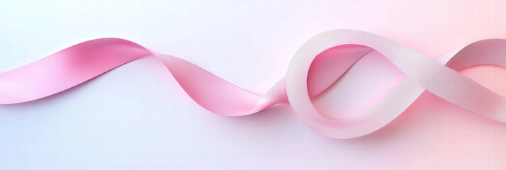 Pink ribbon in soft pastel colors symbolizes awareness and support for health causes and charitable initiatives in sunlight. Generative AI