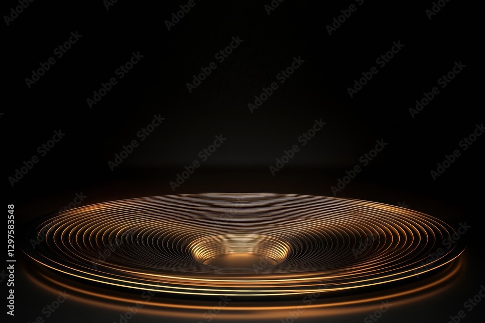 Poster bright circular light patterns create an enchanting visual display on a dark surface in a minimalist