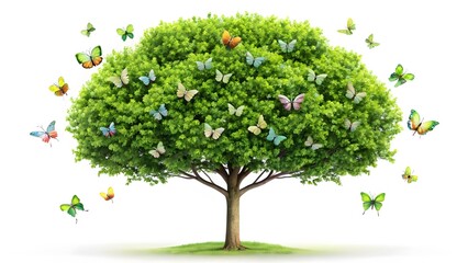 Obraz premium Butterflies on Lush Green Tree