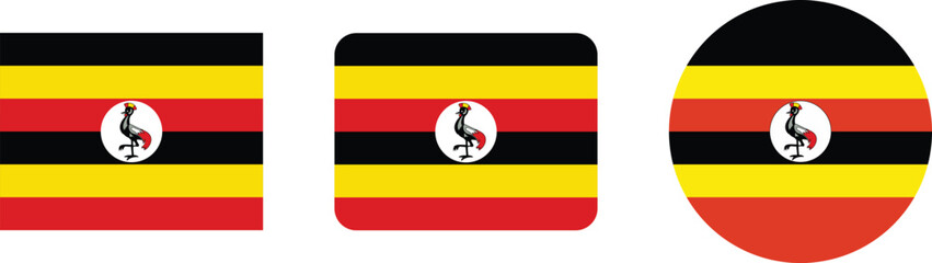 Official Flag of Uganda, in Square and Oval Formats