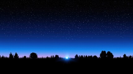 A serene night sky filled with stars above a silhouette of trees, creating a tranquil atmosphere at dusk.