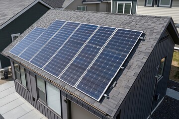 Fototapeta premium Solar panels maintained and installed using smart technologies.