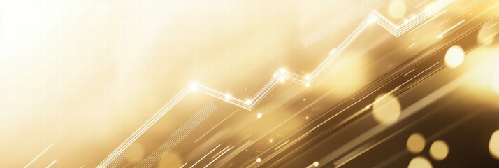 Bright golden waves rise in a dynamic financial chart against a soft glowing background. Generative AI