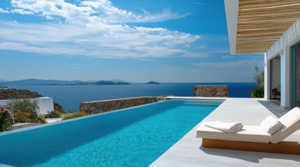 Fototapeta premium Luxury Villa with Infinity Pool and Breathtaking Ocean Views