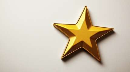 Obraz premium A shiny gold star sits against a light background, symbolizing achievement and excellence.