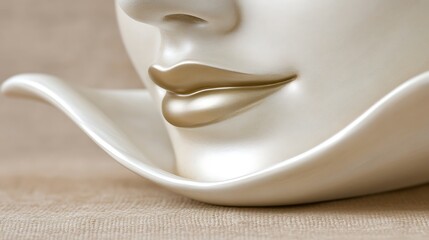 Face porcelain mask detail, soft light, art